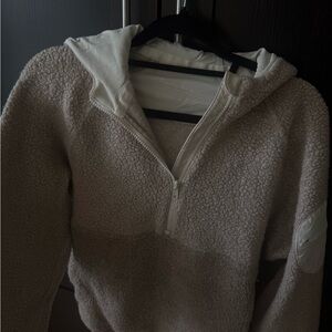 Outdoor Voices Cream Sherpa Half-Zip Sweater